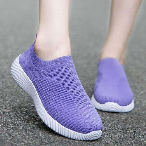 Baskets À Plateforme En Maille Respirante Pour Femmes,Chaussures Plates À Enfiler,Chaussettes En Tricot Pour Femmes,Chaussures Décontractées Souples,Grande Taille,43,36