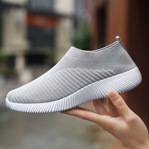 Baskets À Plateforme En Maille Respirante Pour Femmes,Chaussures Plates À Enfiler,Chaussettes En Tricot Pour Femmes,Chaussures Décontractées Souples,Grande Taille,43,36