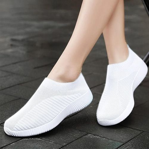 Baskets À Plateforme En Maille Respirante Pour Femmes,Chaussures Plates À Enfiler,Chaussettes En Tricot Pour Femmes,Chaussures Décontractées Souples,Grande Taille,43,36