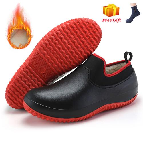 Chaussures De Travail De Cuisine Imperméables Pour Hommes,Ajouter Du Coton,Non Ald,Chaussures De Chef Décontractées,Unisexe,Chaussures D'eau,Bottes De Pluie En Coton