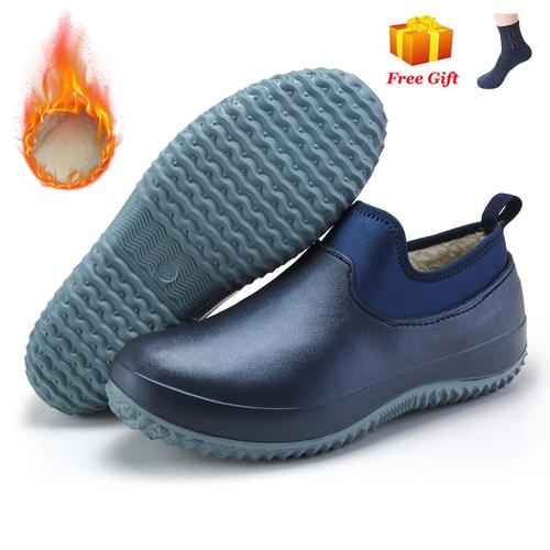 Chaussures De Travail De Cuisine Imperméables Pour Hommes,Ajouter Du Coton,Non Ald,Chaussures De Chef Décontractées,Unisexe,Chaussures D'eau,Bottes De Pluie En Coton