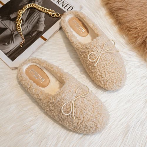 Mocassins En Laine D'agneau De Luxe Pour Femmes,Chaussures En Coton D'hiver,Mocassins En Peluche Chauds,Appartements En Fourrure De Mouton Bouclés Confortables,Grande Taille,40-43