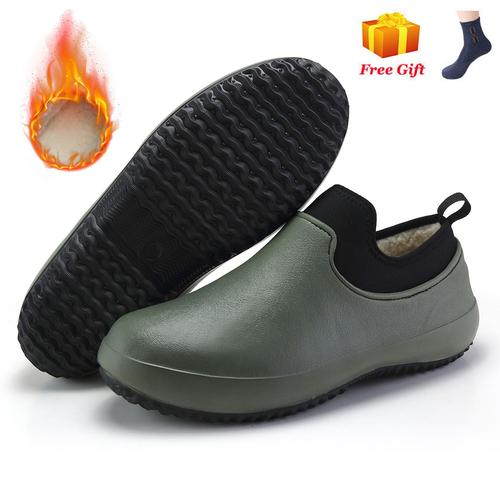 Chaussures De Travail De Cuisine Imperméables Pour Hommes,Ajouter Du Coton,Non Ald,Chaussures De Chef Décontractées,Unisexe,Chaussures D'eau,Bottes De Pluie En Coton