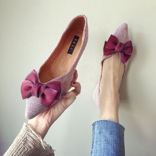 Talons Plats Pointus Pour Femmes,Chaussures Décontractées Pour Dames,Bowvétérans T Parker,Noir,Rouge,Extra Grande Taille,43,44,45,46 Plus,Petite Taille,31,32,33 - 32-33