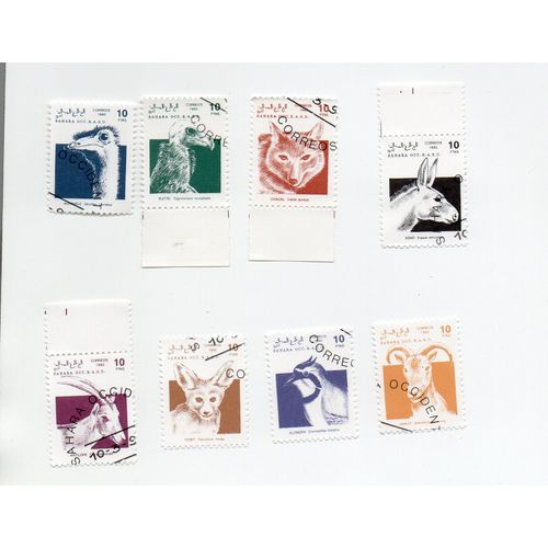 Sahara Occidental- Lot De 8 Timbres Oblitérés- Animaux Divers