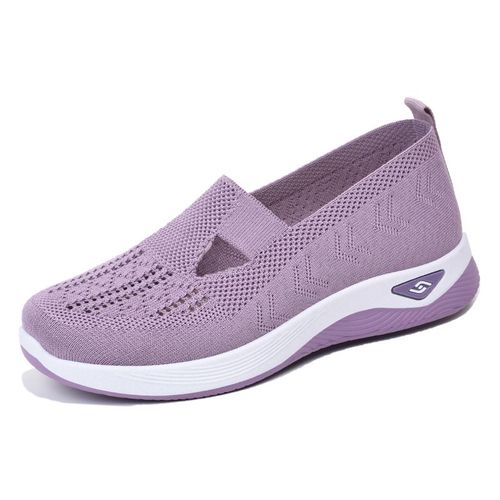 Baskets Légères En Maille Respirante Pour Femmes Chaussures Plateforme Plate Décontractées Tissées Anti Alde Pour La Marcheté