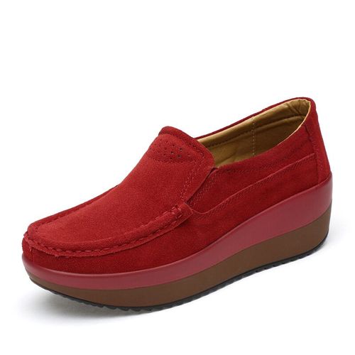 Chaussures Mocassins Plateforme Plate Pour Femmechaussureslégantes En Daim Et Cuirà Enfilerdécontractéesbleues
