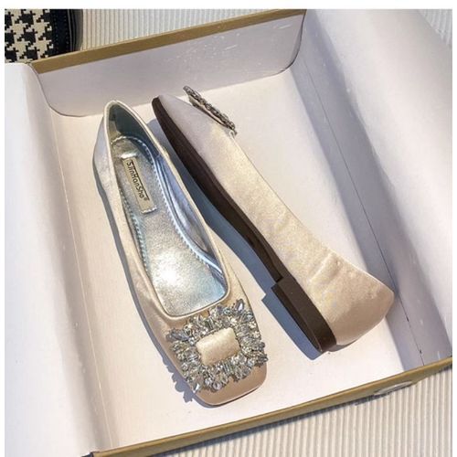 Chaussures Astronomiques Plates Avec Strass Pour Femme Bouche Peu Profonde Tête Carrée Décontractées Nouvelle Mode Printempsté 2023