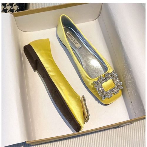 Chaussures Astronomiques Plates Avec Strass Pour Femme Bouche Peu Profonde Tête Carrée Décontractées Nouvelle Mode Printempsté 2023