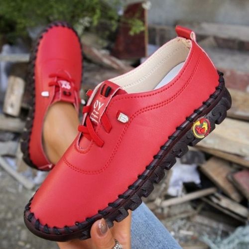 Chaussures Mocassins Plateforme En Cuir Lacets Pour Femmeschaussures Décontractéeschaussures Plates Enfilerchaussure Vertébraleprintemps