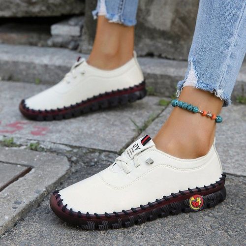 Chaussures Mocassins Plateforme En Cuir Lacets Pour Femmeschaussures Décontractéeschaussures Plates Enfilerchaussure Vertébraleprintemps
