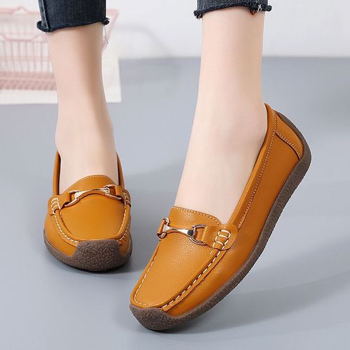 Mocassins En Cuir Véritable Pour Femmes,Chaussures Plates,Décontractées,À Enfiler,Bateau,Grande Taille 44,Printemps/Automne 2023