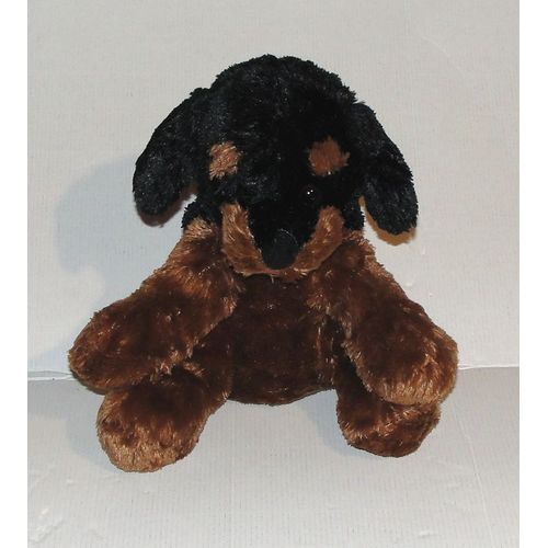 Peluche Chien Rottweiler Collection Frimouzzz - Doudou Chiot Noir Et Feu 27 Cm Logitoys