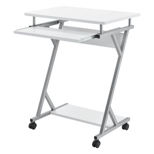 Bureau Ordinateur Roulant Table Informatique Avec Support Clavier Coulissant Avec 4 Roulettes Mdf 60 Cm Blanc Helloshop26 03_0001153