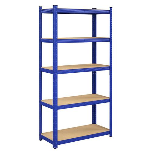 Étagère charge lourde métallique 180 cm 5 niveaux charge totale 875 kg (175 kg/niveau) étagère de rangement planches réglables pour garage cave bleu Helloshop26 12_0002718