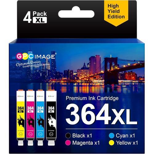 GPC Image 364 xL Cartouches d'encre Remplacement pour HP 364 xL Compatible pour HP 5520 Photosmart 6520 5510 5522 B8550 C5388 7520 7510 Officejet 4620 Deskjet 3520 3070A (4-Pack)