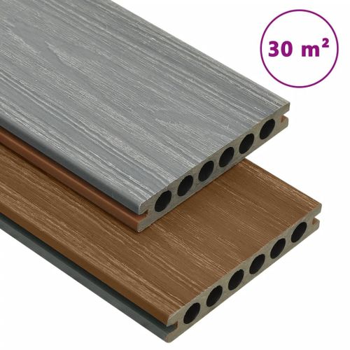 Vidaxl Panneaux De Terrasse Et Accessoires Wpc Marron/Gris 30 M² 2,2 M