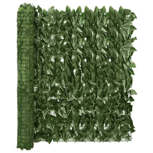 Vidaxl Écran De Balcon Avec Feuilles Vert Foncé 300x100 Cm