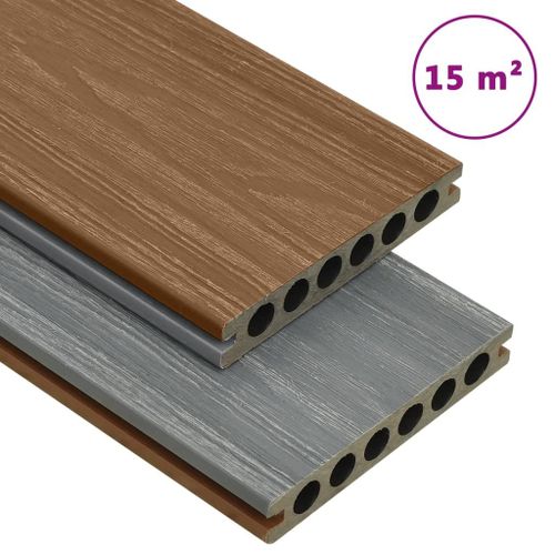 Vidaxl Panneaux De Terrasse Et Accessoires Wpc Marron/Gris 15 M² 4 M