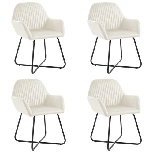 Vidaxl Chaises De Salle À Manger 4 Pcs Crème Velours
