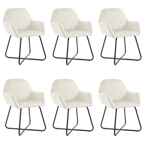 Vidaxl Chaises De Salle À Manger 6 Pcs Crème Velours