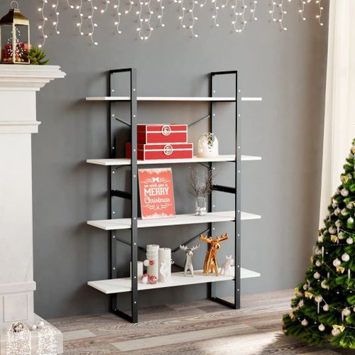 Vidaxl Bibliothèque À 4 Niveaux Blanc 100x30x140 Cm Bois De Pin Massif