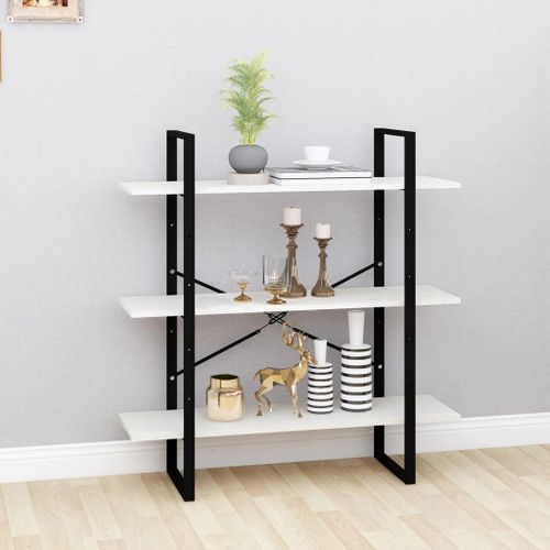 Vidaxl Bibliothèque À 3 Niveaux Blanc 100x30x105 Cm Bois De Pin Massif