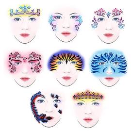 Ensembles de peinture pour le visage-Pochoirs de peinture faciale Modèle de  maquillage du visage-7stylesset Réutilisable Peinture faciale Pochoir Modèle  de peinture corporelle Fleur Papillon Visage Desi