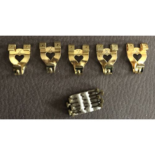 Lot de 5 crochets "X" en acier laitonné avec aiguilles pour tableaux et cadres 23 mm