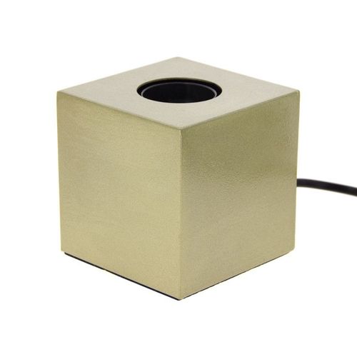 Lampe À Poser Cube En Métal Couleur Laiton, Compatible Culot E27, Ip20, 60w Puissance Max