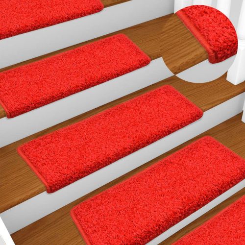 Tapis D'escalier 15 Pcs 65x25 Cm Rouge