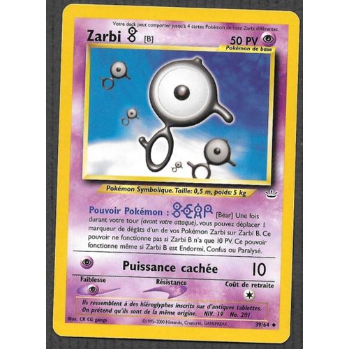 Carte Pokémon Zarbi [B] 39/64 - Neo Révélation Wizards (Fr)