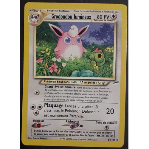 Carte Pokémon Grodoudou Lumineux 54/105 - Neo Destiny (Fr)