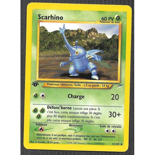 Carte Pokémon Scarhino 41/105 [Premiere Edition 1] - Neo Destiny Wizards (Fr)