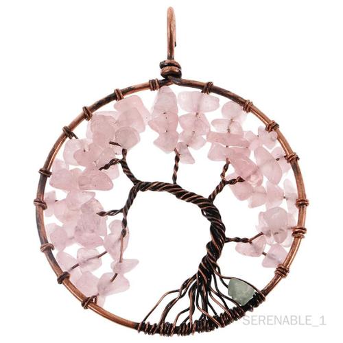 Arbre Cristal Pierreries Perles En Collier Bricolage Pendentif Breloque Rose Métal Pierre Précieuse