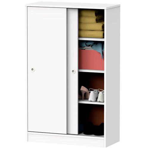Armoire Chambre Rangement, Meuble À Chaussures, Portes Coulissantes 120x74x33cm, , Blanc, Briebe, Nova