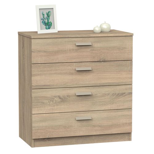 Commode Chambre, Chiffonnier Meuble De Rangement Avec 4 Tiroirs, 78x74x40 Cm, , Bois, Briebe, Nova