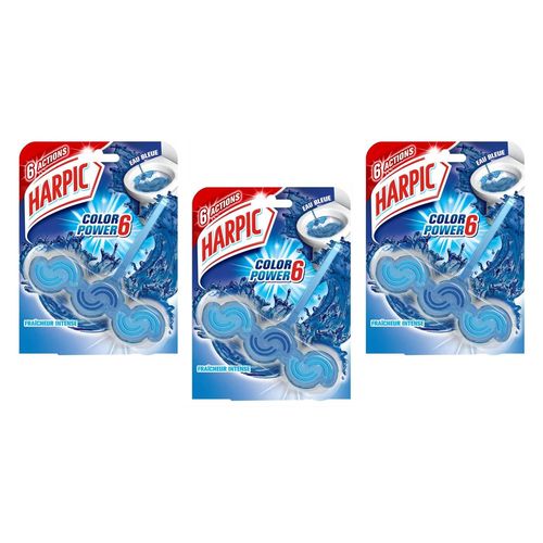 HARPIC Lot de 3 Blocs WC Color Power Eau Bleue