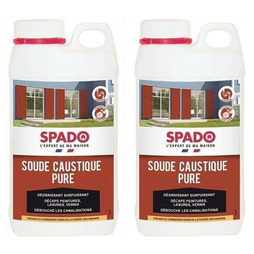 Spado Lot de 2 Bidons 1 kg Soude Caustique Pure