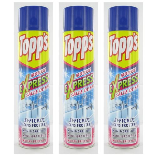 Topp's Lot de 3 Mousses Express Salle de Bain Aérosol Topp's- 600 ml