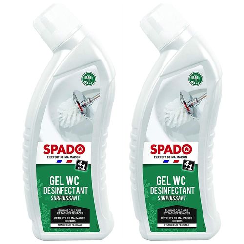 Spado Lot de 2 Flacons 750 ml Gel WC Surpuissant Désinfectant 4 en 1