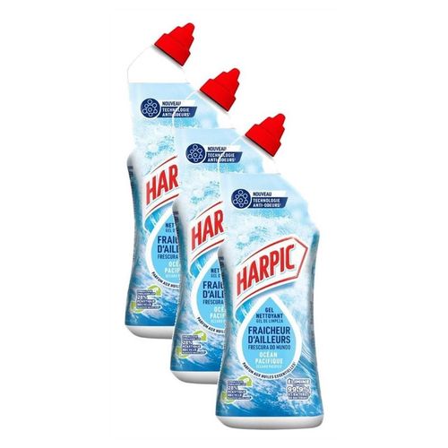 HARPIC Lot de 3 Gels Fraicheur D'ailleurs Océan Pacifique Flacon de 750 ml