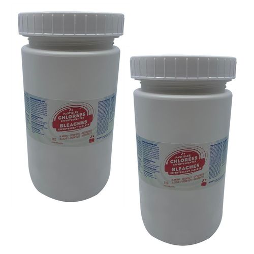 Orapi Lot de 2 Boîtes 300 Pastilles 44% Chlore Actif - 1 Kg Désinfection sols et surfaces