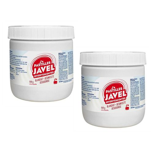 Lot de 2 boîtes 500 g Javel pastilles effervescentes x150