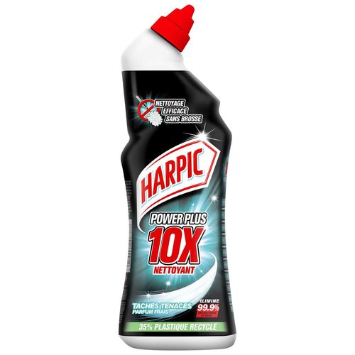 HARPIC Flacon de 750 ml Gel Power Plus Nettoyage Efficace Sans Brosse avec 35% de plastique recyclé Taches Tenaces