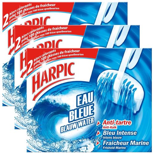 HARPIC Lot de 3 Blocs WC Eau Bleue - 2 Blocs Anti-tartre