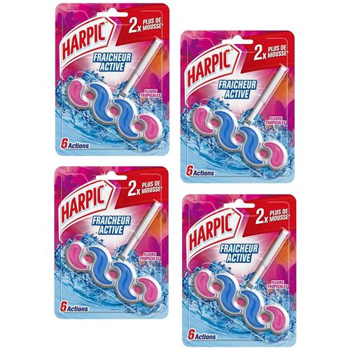 HARPIC Lot de 4 Blocs cuvette Active Fresh Fleurs Tropicales