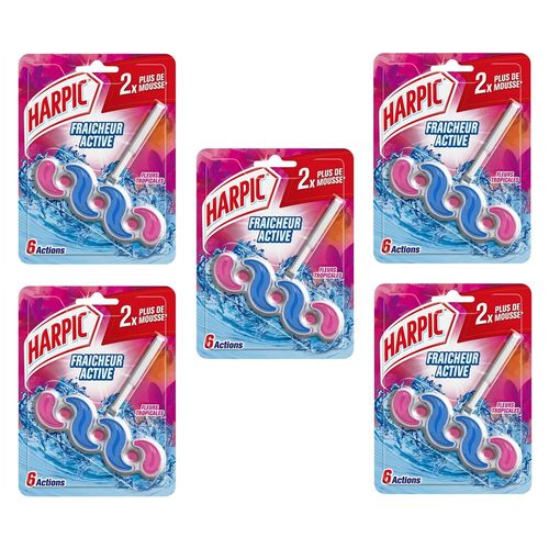 HARPIC Lot de 5 Blocs cuvette Active Fresh Fleurs Tropicales