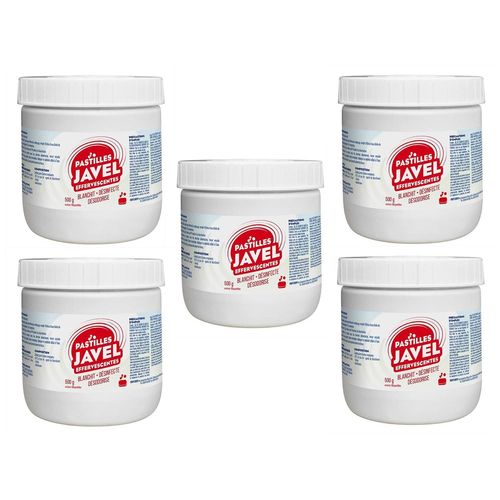 Lot de 5 boîtes 500 g Javel pastilles effervescentes x150