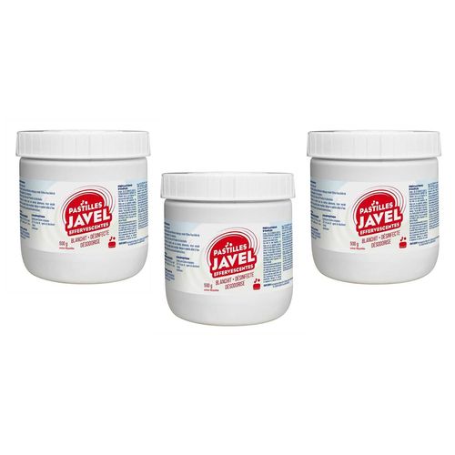 Lot de 3 boîtes 500 g Javel pastilles effervescentes x150